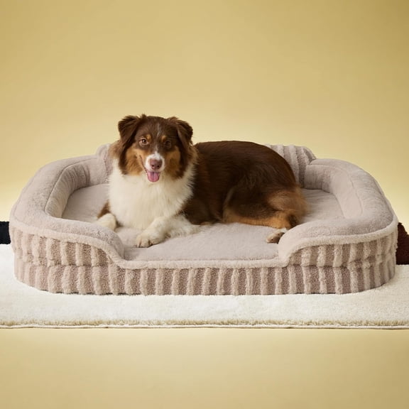 Cute Dog Beds Large Sized Dog, Orthopedic Waterproof Large Pet Bed with Sides, High Back Non-Slip Bottom and Egg-Crate Foam Pet Couch Sofa with Washable Removable Cover, Hazel