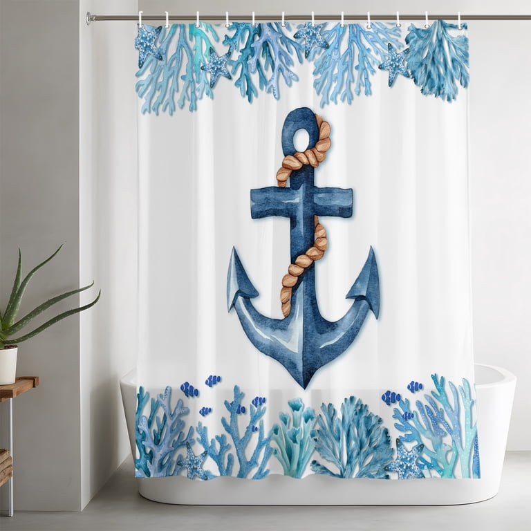 fish shower curtains bath accessory sets 3D Ocean Curtain Set, Nature Scenic of Tropical Fish, Jellyfish, Shark in the Sea Bathroom Bathtubs Decor for Ocean Themed Home, Gifts for Kids Boys Girls Child, Blue Teal Size Options Summer Ocean Shower Curtain for