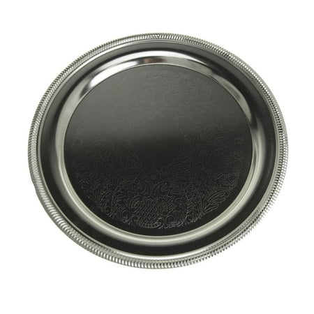 Heirloom Round Serving Plate - Embossed Round Chrome Serving Plate, 9-3/4-Inch