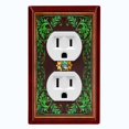 thumbnail image 1 of Metal Light Switch Plate Cover Elegant Maroon Green Leaf Damask Frame FRA027, 1 of 13