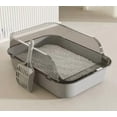 thumbnail image 2 of P Semi-Enclosed Cat Litter Box Splashproof Kitten Toilet Tray Pet Cleaning Basin with High Sides for Indoor Use, 2 of 9