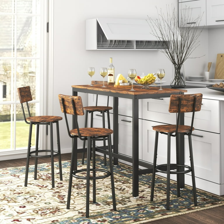 Segmart B1536: Industrial Dining Set with Metal Frame Pub Table