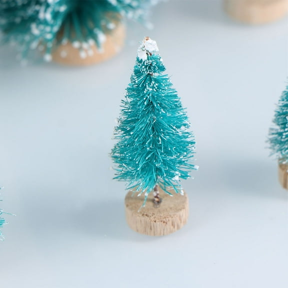 ELAYARD 48Pack Miniature Trees Christmas Tree Ornaments Wood DIY Crafts Blue-green