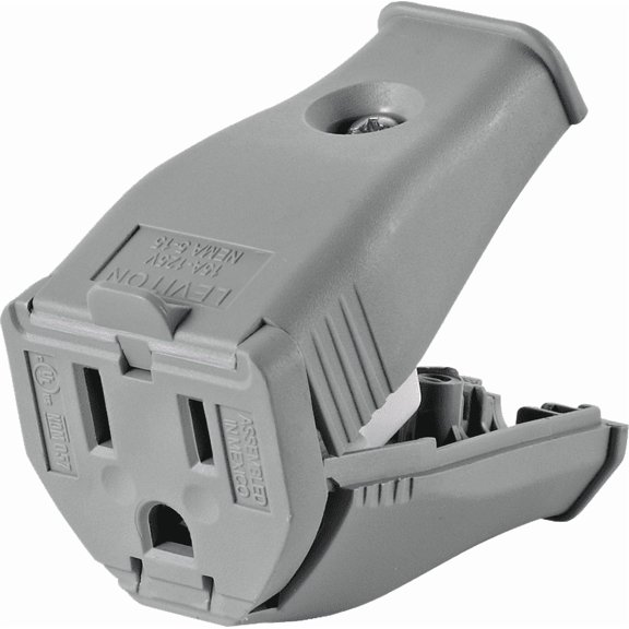 Leviton 125V 15A 125V Duplex Receptacle in Gray — 15A 125V — UL Listed for US Residential Electrical Code Compliance, Drop-in NEC-Standard Wiring