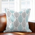 thumbnail image 2 of Grey and Throw Pillow Cover Turquoise Olive Leaf Texture Watercolor Cotton Linen Cushion Cover Throw Pillow Case with Invisible Zipper for Couch Sofa Bed Chair Car 20x20 Inch, 2 of 14