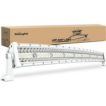Nilight Marine LED Light Bar Navigation Lights 33Inch Curved White Spot Flood Combo Ponton Boat Deck Dock Lights for Night Fishing T-top Stern Yacht Sailboat Trucks Tractors, 2 Years Warranty