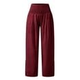 thumbnail image 5 of Icvfdpl Womens Summer Pants 2024 High Waist Palazzo Prints For Smocked Elastic Waisted Loose Comfy Split Pajama With Pockets Work Casual Wide Leg Trousers Female Stretch Clothing, 5 of 5