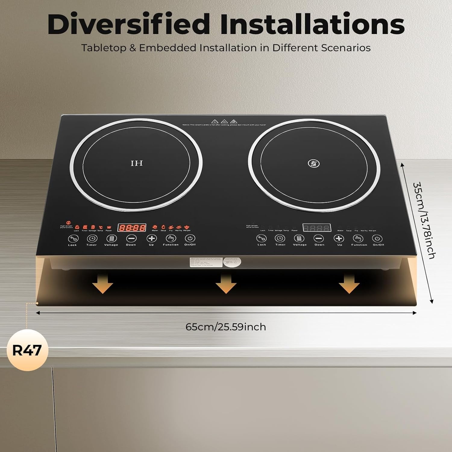 Miumaeov Electric Digital Display Dual Induction Cooktop Countertop 2 Burners 110V 2400W Electric Cooktop Stove 8 Power Levels w/Timer Double Burner Stove Hot Plate Cooker