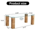 thumbnail image 3 of Fulvari Accent Rectangular Glass Coffee Table, Tea Table with Glass Tabletop and Solid Wood Legs for Office Cafe Living Room, 3 of 7