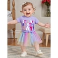 thumbnail image 6 of RUINIXCW Kids Toddler Girl Birthday Cake Mesh Outfit 1 2 3 4 5 6 Years Birthday Summer Outfit It's My Birthday Letter Embroidery Short Sleeve T Shirt with Rainbow Tulle Tutu Skirt 2 Pcs Set, 6 of 8
