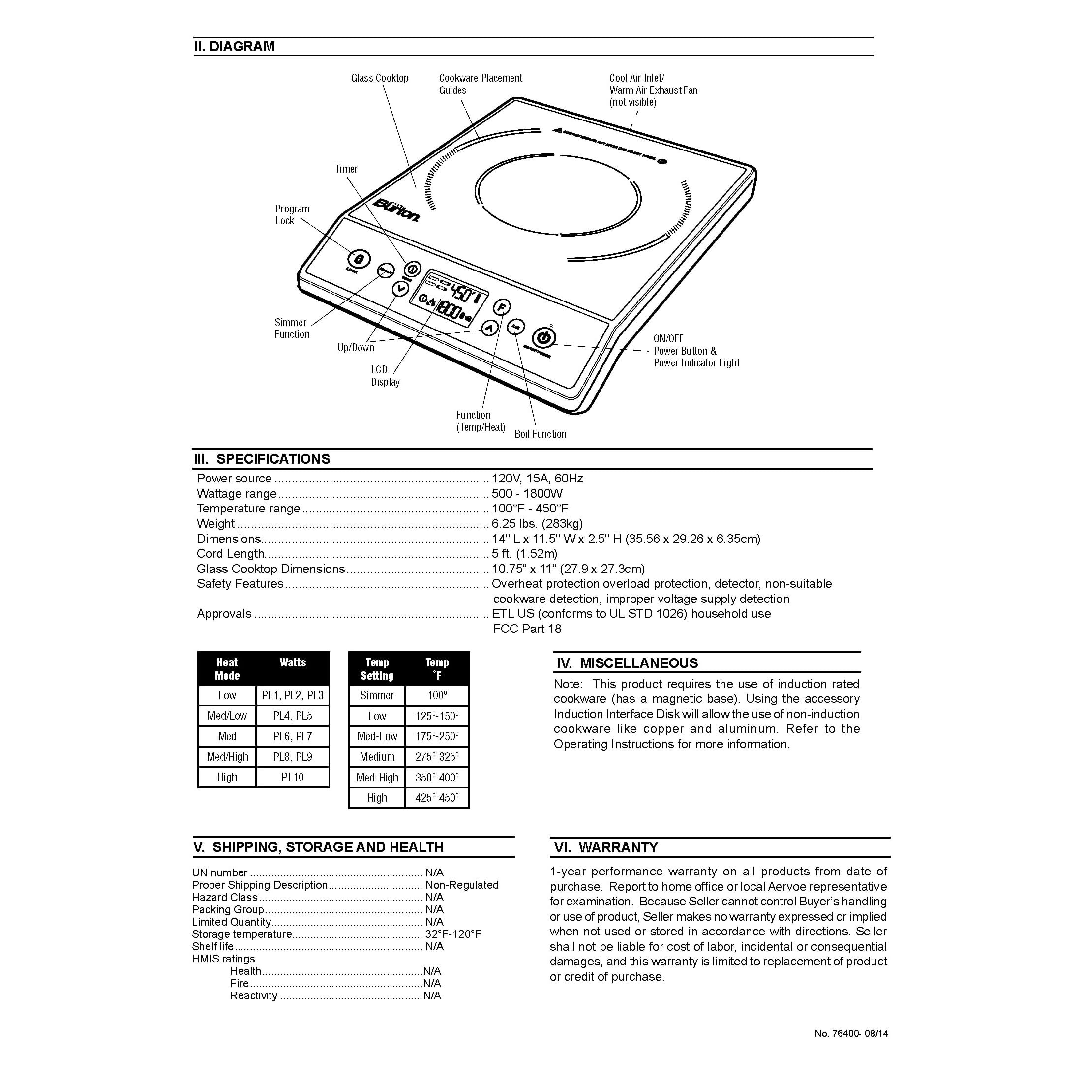 Max Burton 6400 Digital Choice Induction Cooktop With Lcd Display