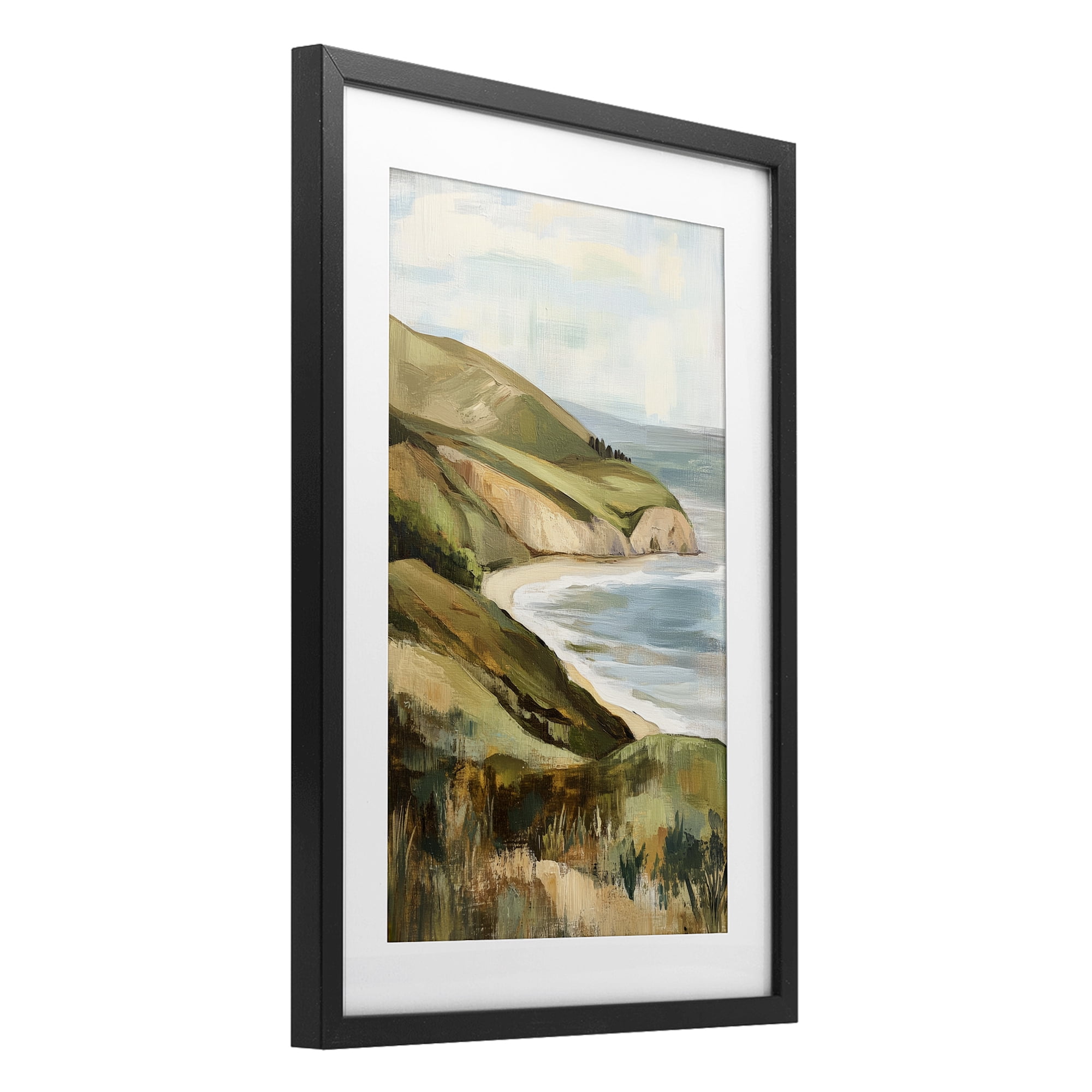 Stupell Industries Painted Cliffside Coastal Morning Light Black Framed Print Under Glass, design by Petal Prints Design