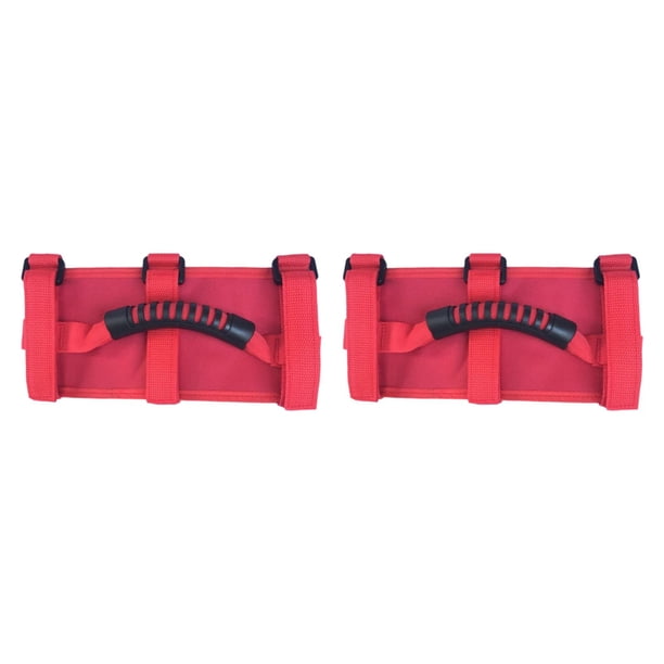 2 asas de agarre para barra antivuelco, cómodas y antideslizantes, accesorios para Jeep Wrangler. Rojo