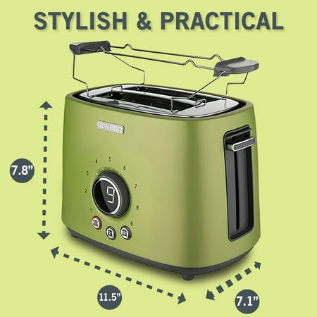 Sencor - 2-Slice Wide-Slot Toaster - Light Green