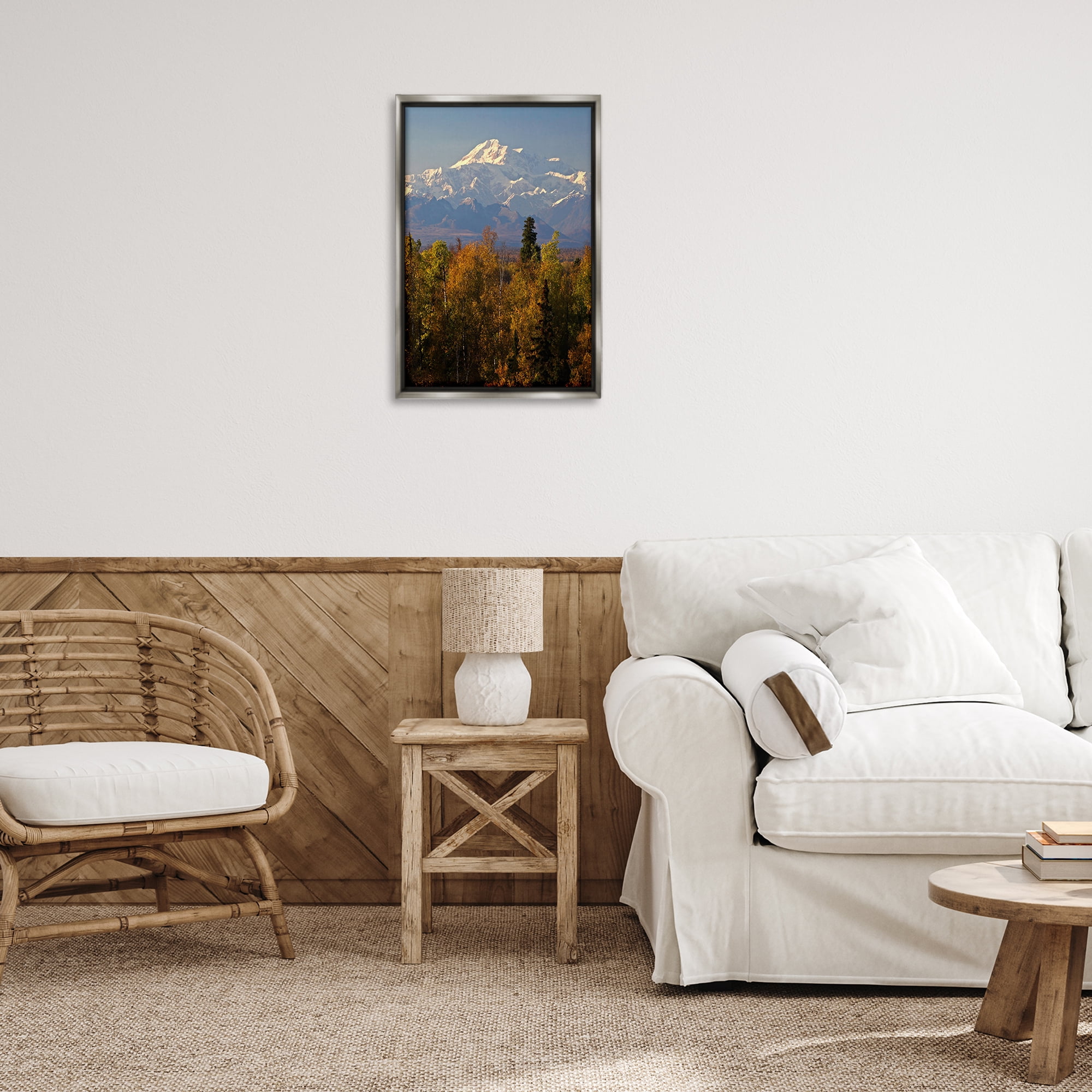 Stupell Industries Danali Autumn Landscape Landscape & Nature Photography Gray Floater Framed Canvas Art Print Wall Art, 17 x 25
