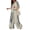 Apricot, variant on Women V-neck Patchwork Printed Top And Pants Suit Contrasting Color Commuting Set Wide-leg Trousers And Extra-length Top Loose Fit Outfit for Various Occasions