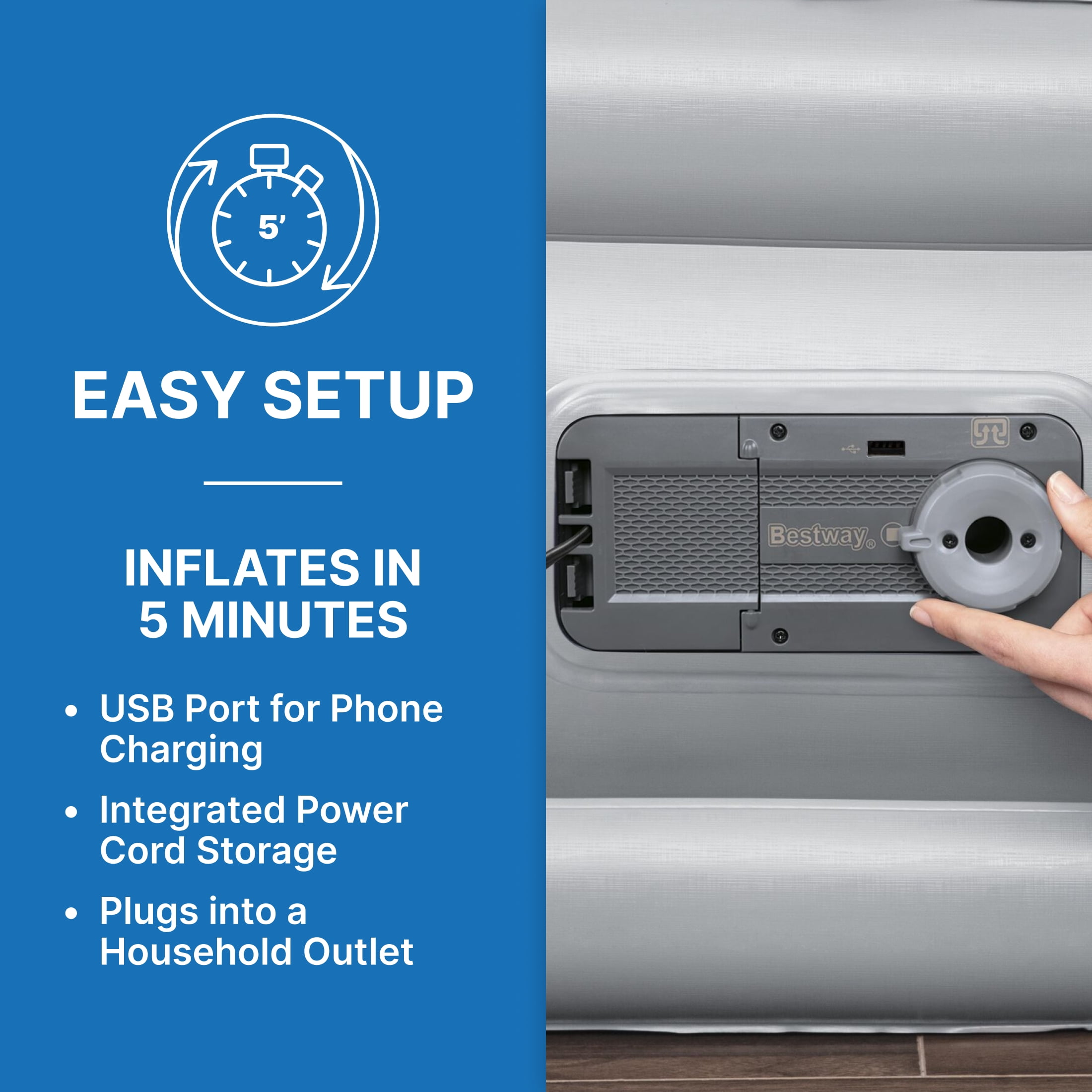 Bestway Wingback 17" Queen Air Mattress with Built-in Pump
