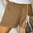 thumbnail image 3 of Women's Summer Drawstring Shorts with Pockets Loose Plus Size Beach Vacation Casual, 3 of 6