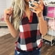 thumbnail image 3 of Guardurnaity Camiseta de mujer con cuello en V y manga corta con estampado a cuadros, blusa informal Prendas para la parte del cuerpo Rojo 5XL Guardurnaity AP001851-48, 3 of 5