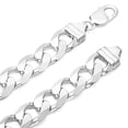 thumbnail image 2 of Men's 13.5mm Solid .925 Sterling Silver Flat Beveled Curb Choker Chain Necklace, 20 inches, 2 of 7