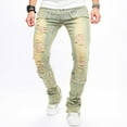 thumbnail image 4 of QHFBli Mens Baggy Jeans Men's Stacked Jeans Skinny Fit Stretch Jeans Patched Side Striped Straight Leg Denim Male Pants, 4 of 7