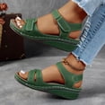thumbnail image 4 of Rokment Womens Comfortable Wedge Dressy Sandals Ladies Fashion Casual Leather Adjustable Orthopedic Arch Support Platform Mid Heels Walking Summer Shoes Green Size 6.5, 4 of 6