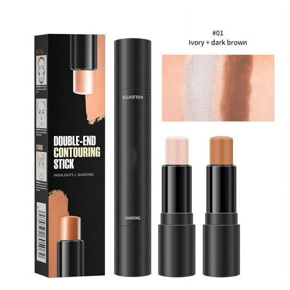 Xihbxyly Barra de Doble Cabezal, Herramienta Multifuncional para Contorno, Corrector de Alto Brillo, Ilumina Ojeras, Define Rasgos Faciales, Rutina de Maquillaje Diaria, Solución de Belleza Sin Esfue