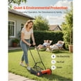 thumbnail image 4 of KFFKFF 16-Inch Manual Push Reel Lawn Mower, 5-Blade Design, Adjustable Cutting Height from 0.6 to 1.75 Inches, Walk-Behind Mower with Grass Collection Bag for Lawns, Driveways, and Courtyards, 4 of 9