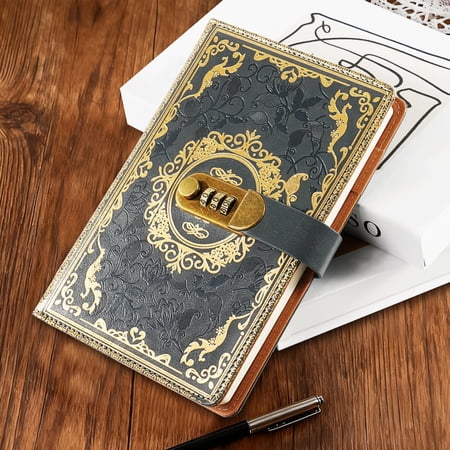 1 Pack A5 Vintage-Inspired Journal with Combination Lock - Thick Ornate Design Notebook for Business Or Personal Use