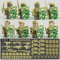 Building Block Minifigures SWAT Team Set of 8, Military SWAT Minifigures Building Blocks, SWAT Action Figures Building Blocks, SWAT Police Figure for Boys Age 4-7(Green)