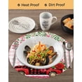 thumbnail image 3 of 13 Inch Round Placemats Set of 4, Valentine's Day Non Slip Heat Insulation PP Table Mats, Red Truck Roses Love Leaves Pink Plaid Washable Place Mats for Kitchen Dining Party Table Decor, 3 of 7