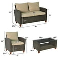 thumbnail image 3 of Costway 8PCS Patio Rattan Furniture Set Solid Wood Leg Cushioned Sofa Garden Lawn, 3 of 12