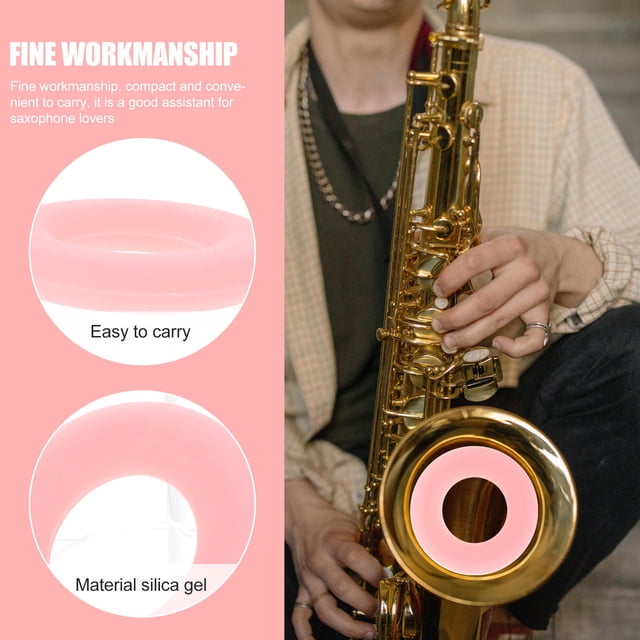 Hytrove Silicone Sax Mute Rosa Accesorio Para Saxófono Reduce El Ruido Y Mejora El Tono