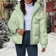 thumbnail image 2 of Breezora Women Mid Length Hooded Puffer Jacket Casual Loose Fit Warm Winter Coat Street Style XXL Size Light Green, 2 of 5