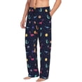 thumbnail image 2 of Uemuo Space Dinosaur Pattern Men's Wide Leg Palazzo Lounge Pants with Pockets Light Weight Loose Comfy Casual Pajama Pants-, 2 of 9