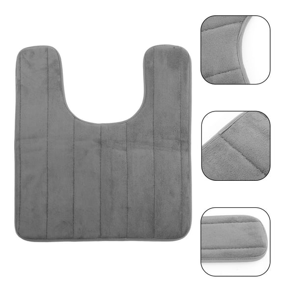 Amosfun Anti Skid Memory Foam Toilet Rug Dark Grey Bathroom Floor Mat Easy Wash
