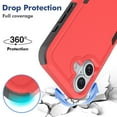 thumbnail image 3 of for iPhone 16 Heavy Duty Case,Stylish 2 in 1 Military Grade Armor PC+TPU Silicone Hybrid Rugged Shockproof Glossy Grip Edge Protective Anti-Scratch Back Phone Cover,Red, 3 of 5