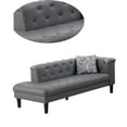 thumbnail image 4 of Benzara Ella 77" Vegan Faux Leather Chaise w/ Pillow Deep Button Tufted in Gray, 4 of 9