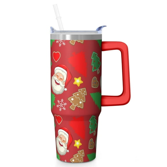 30oz Christmas Tree Holiday Tumbler with Handle and Straw, Festive Winter Coffee Mug, Insulated Stainless Steel Cup, Gifts for Women