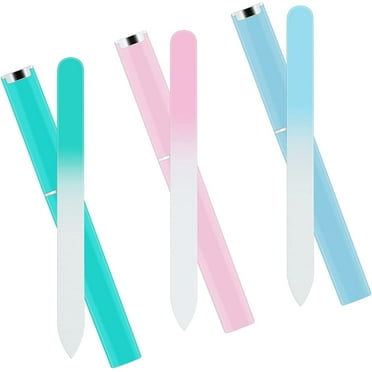 3 Pieces Nail File Glass Nail File, Glass Nail File with Case, Multicolor Nail File, Double-Sided Nail Files for Natural Nails Manicure Tools