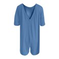 thumbnail image 4 of YFELWZ Womens Plus Size Jumpsuits V Neck Casual Short Sleeve Romper Tee Rompers Athletic Workout Reversible Overalls With Pockets Blue S, 4 of 5