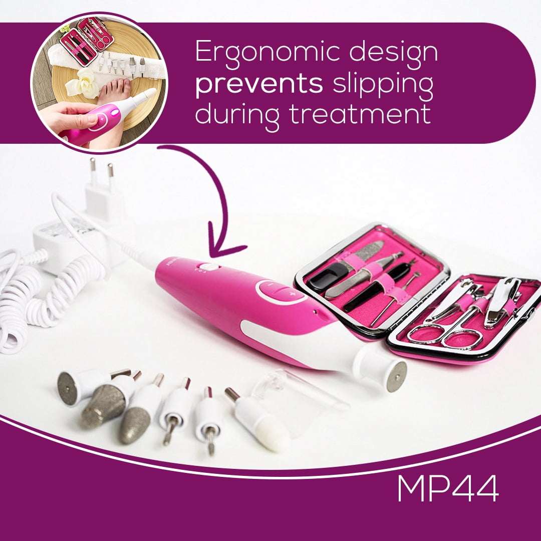 Beurer MP44 Manicure & Pedicure Nail Drill Set | electric nail set | incl travel case and manual mani/pedi set | 2-in-1 Manicure Set | for fingernails and toenails | at home or on the go