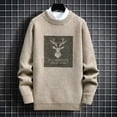 thumbnail image 2 of HKEJIAOI Men's Sweaters Trendy Christmas Deer Print Sweater Base Loose Knitted Fleece Long Sleeves Business Casual Pullovers, 2 of 6