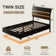 thumbnail image 3 of Galnfu Floating Twin Size Bed Frame with LED Light and USB Port Charging Station, Platform Bed with Wooden Storage Headboard, Sturdy Steel Slats,Easy to Assemble, Black., 3 of 9