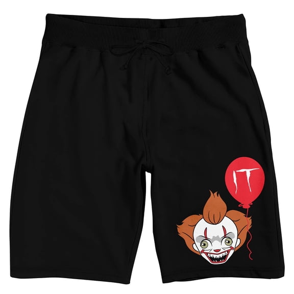 IT (2017) Pennywise with Balloon Men's Black Graphic Sleep Shorts-Medium