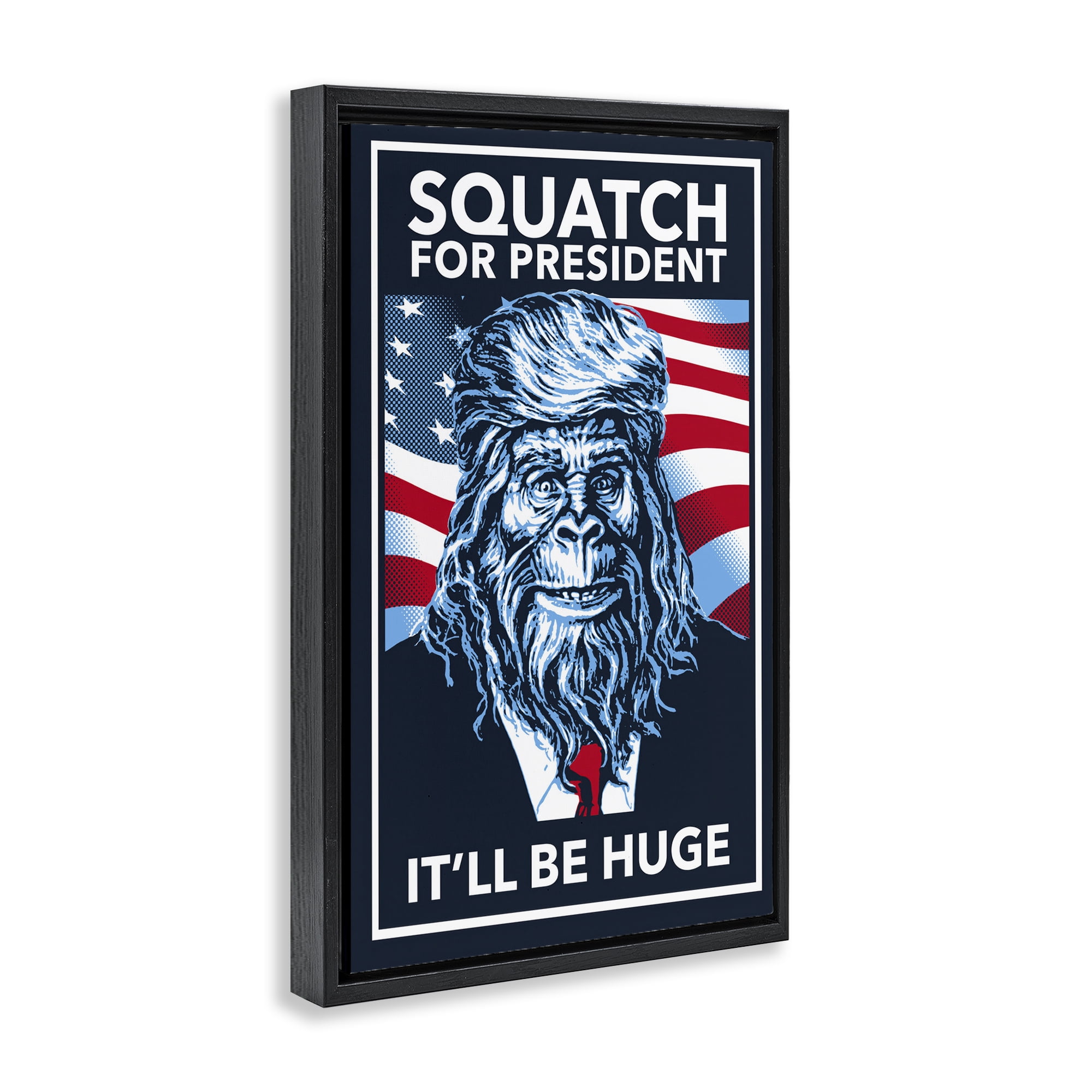 Stupell Industries Funny Mythical President Novelty Painting Black Floater Framed Art Print Wall Art, 21 x 31