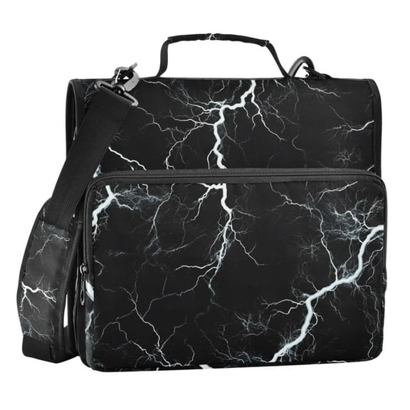 ALAZA Zipper Binder Bag Black Marble 3 Ring File Folder Binder Organizer Bag