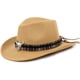 thumbnail image 1 of Sombrero de vaquero deformable unisex, sombrero de vaquera occidental, sombrero de vaquero para el interior del país, sombrero Fedora de ganadero con banda trenzada y calavera de toro, 1 of 7