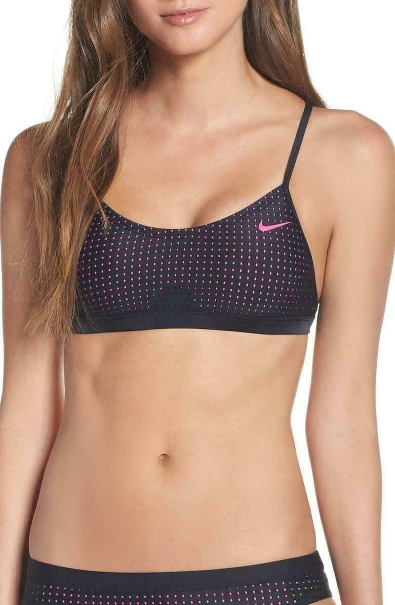 Nike Women Mesh Cross-Back Bikini Top Neon Pink Black XS Walmart.com