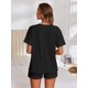 thumbnail image 4 of Conjunto de pijama Ekouaer Short Sleeve Lounge de 2 piezas negro para mujer, 4 of 6